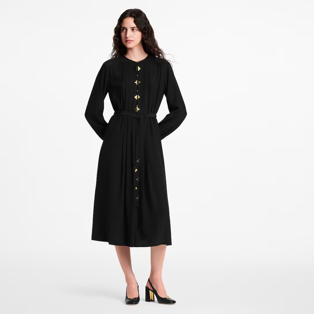 Robe plissée à détails Monogram